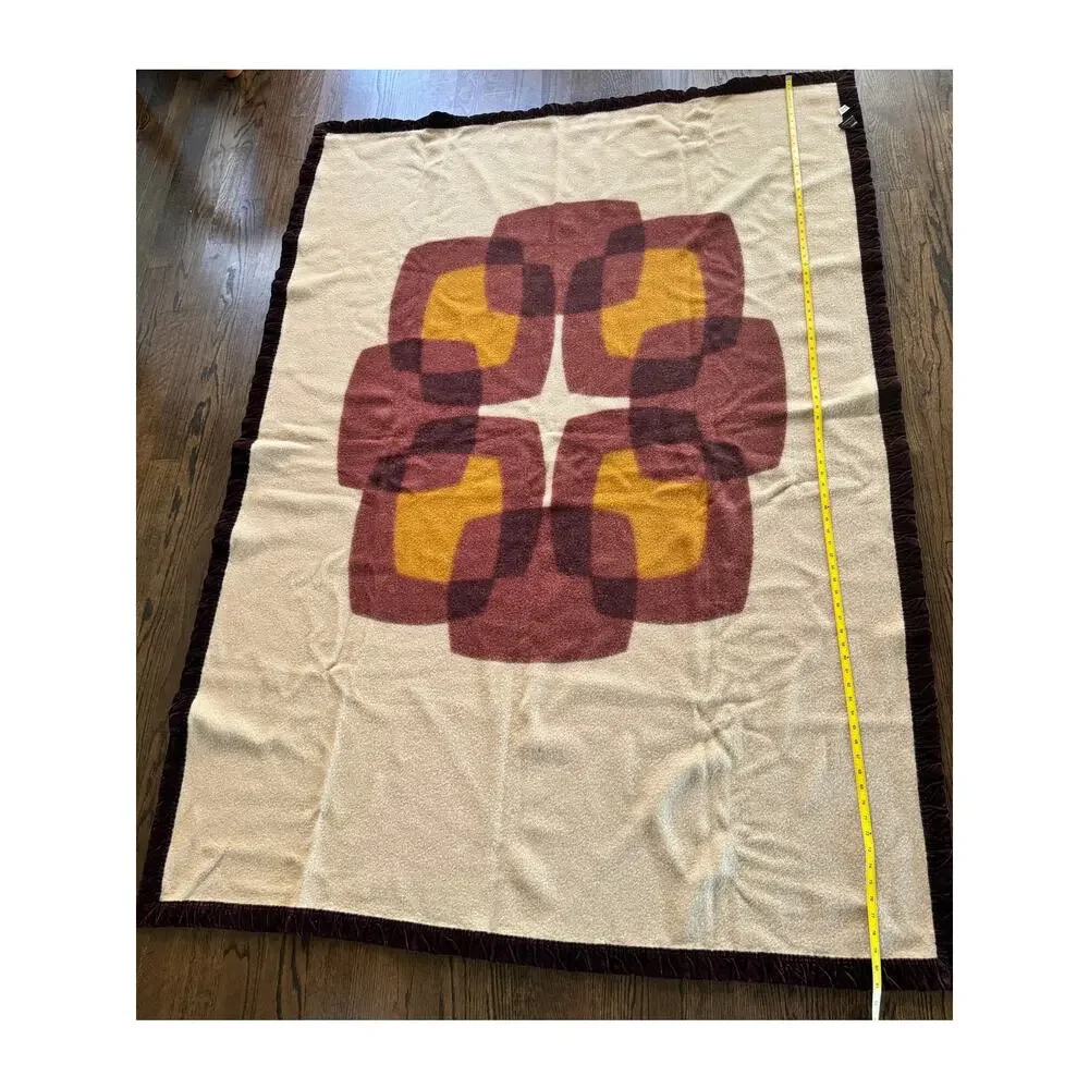 Vintage Jose Martinez la Aurora 100% Wool Geometric Rectangle MCM Throw Blanket